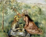 Pierre Renoir Girls Picking Flowers in a Meadow painting